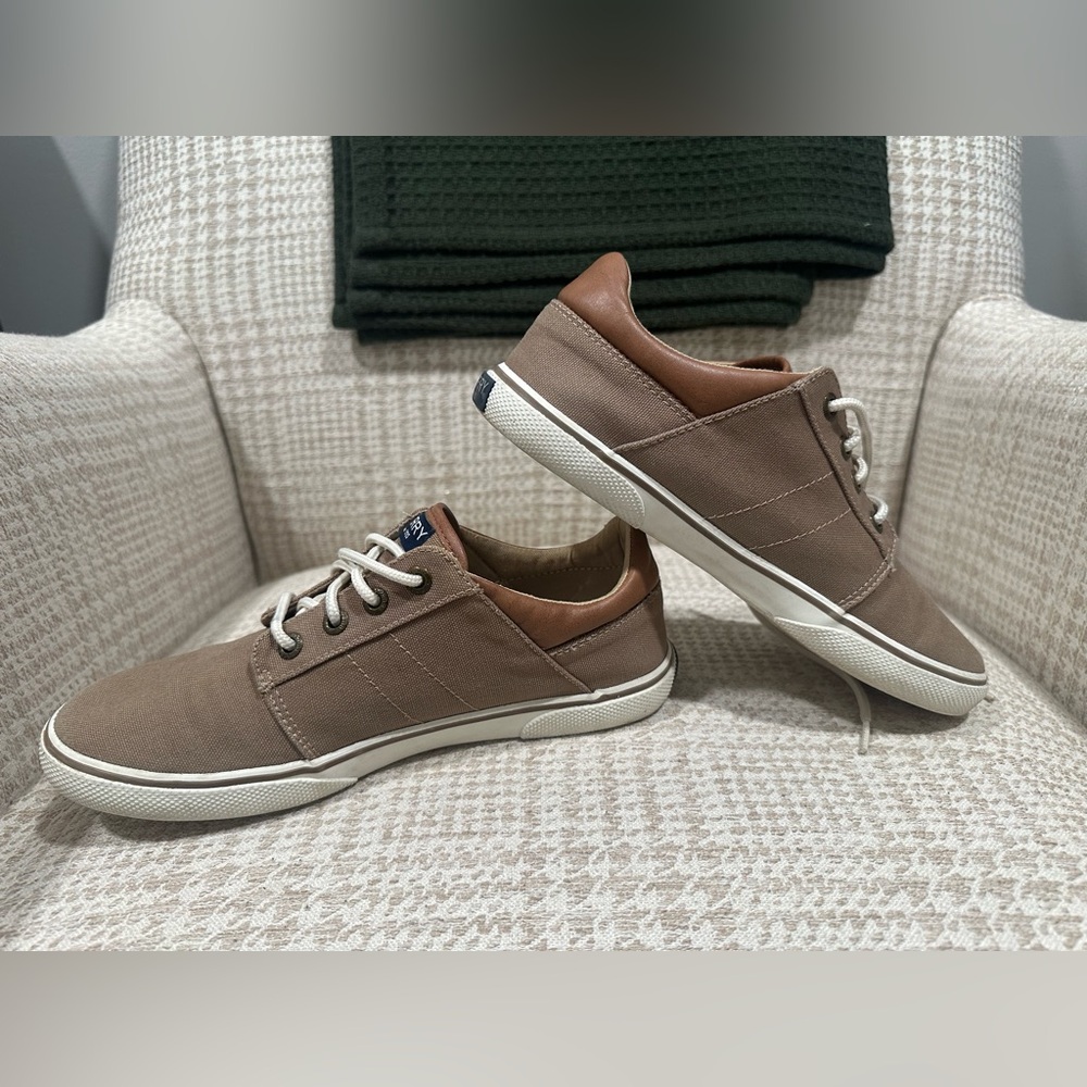 Sperry Boys Brown Canvas Preppy Casual Sneakers Size 4.5 Shoes
